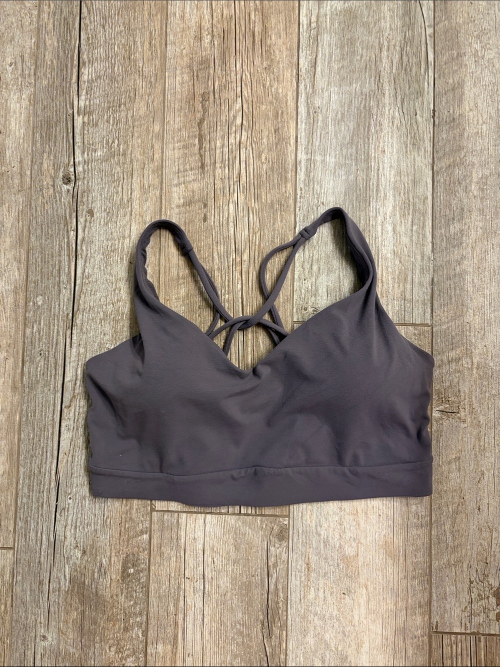 Athleta straps back bra sz L gray ish inc pads